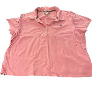 Caribbean Joe Womens Pink Polo Shirt 2X Cotton/Spandex Short Sleeve Button-Up Co